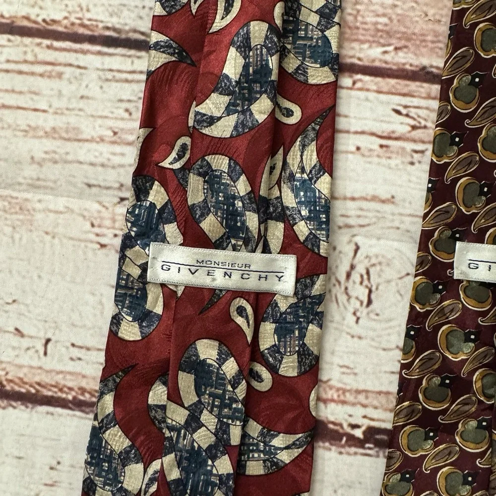 Ermenegildo Zegna & Givenchy Monsieur 100% Silk Tie Made in Italy / USA Lot of 3